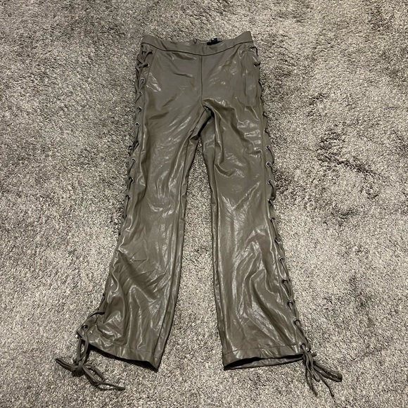 Forever 21 Lace-Up Faux Leather Bootcut Pants - Picture 6 of 6